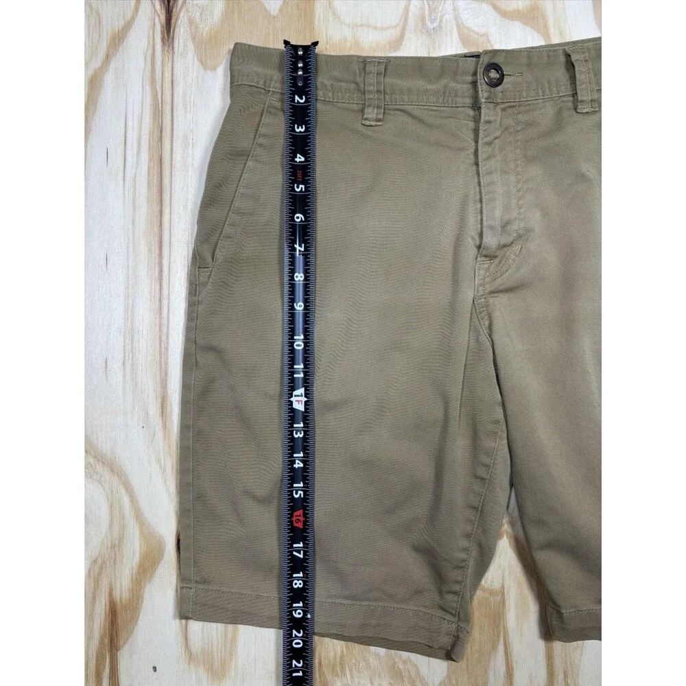 Volcom Shorts Mens 33 Beige Khaki Chino Flat Front Stretch Casual Logo